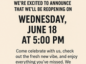 We're Back! Reopening on June 18🎉