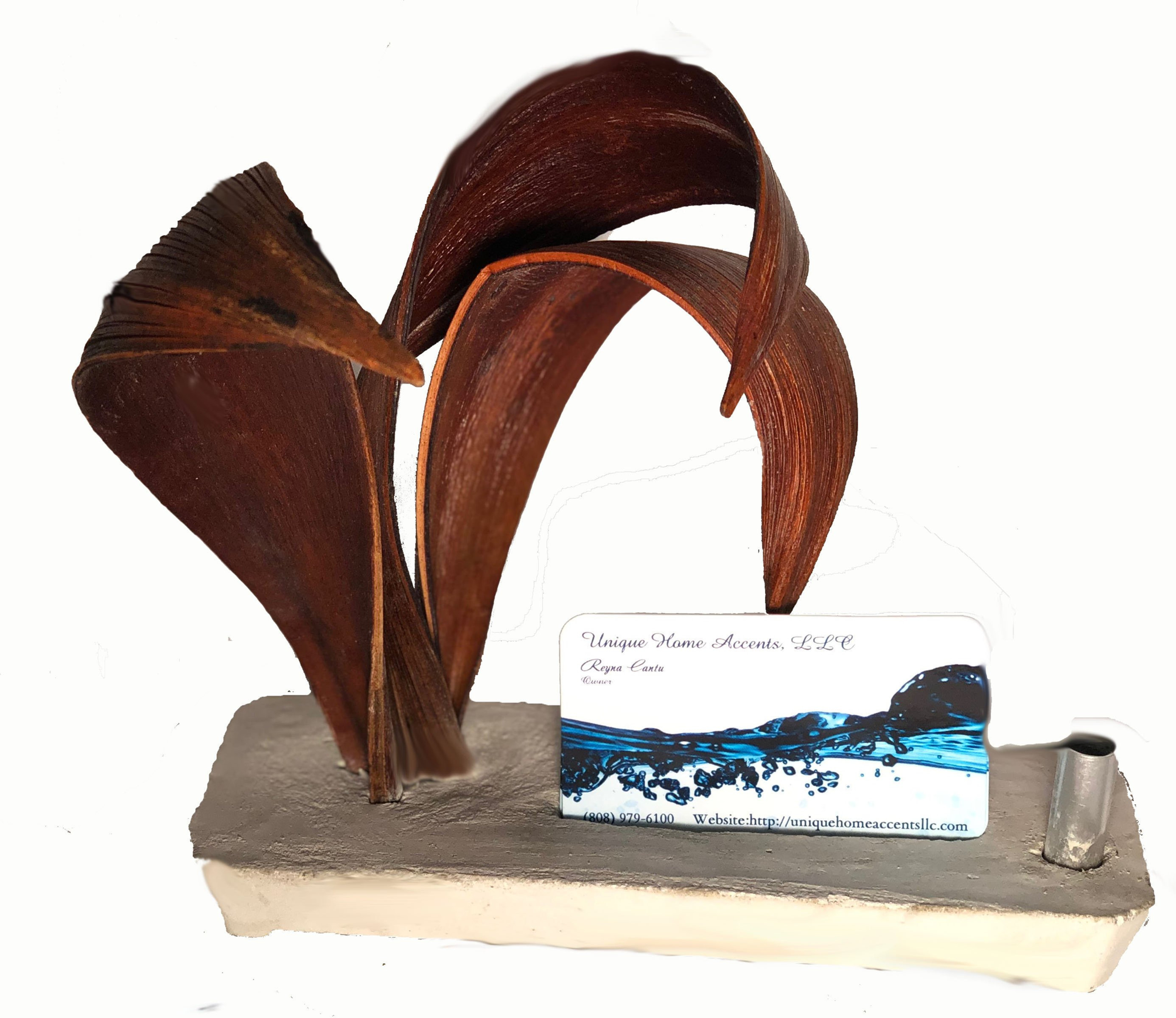 Card Holder with 3 Palm Pod Fronds