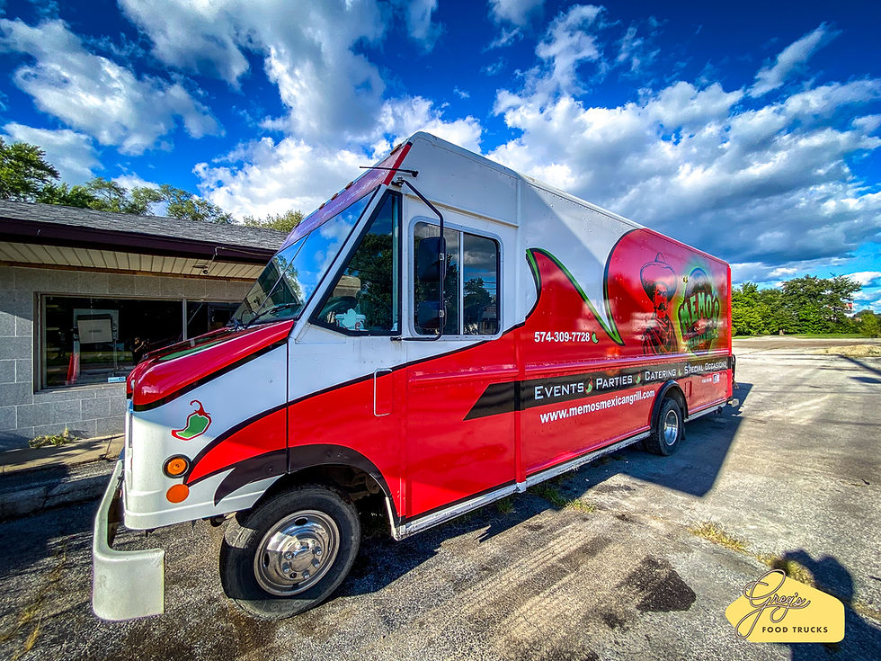 Memo's Mexican Grill food truck is built by Greg's Food Trucks.