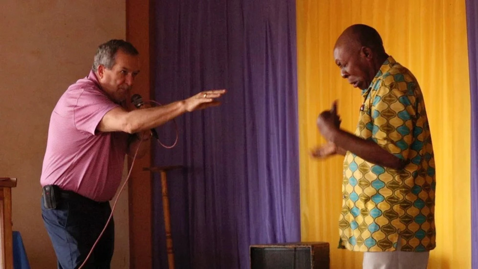Ed ministering to Ugandan pastors