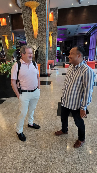 Solomon Kepke and Ed in Panama hotel lobby