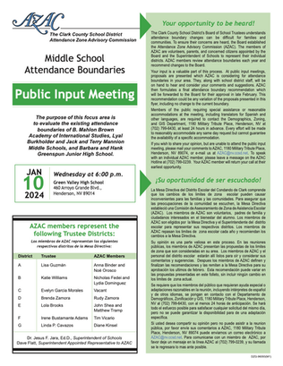 Middle School Attendance Boundaries Public Input Meeting Wed. Jan. 10