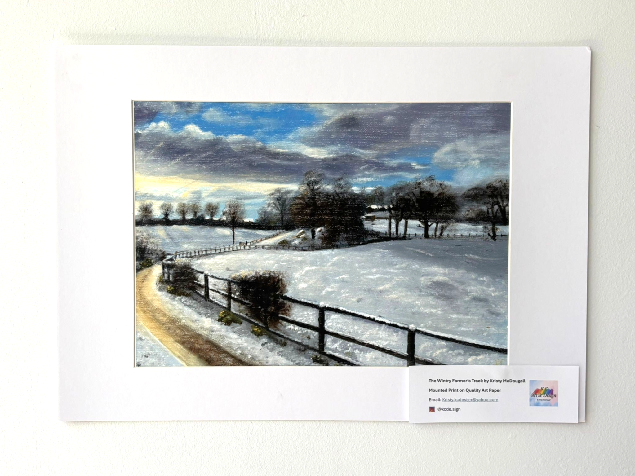 The Wintery Farmer's Track, Mounted Print
