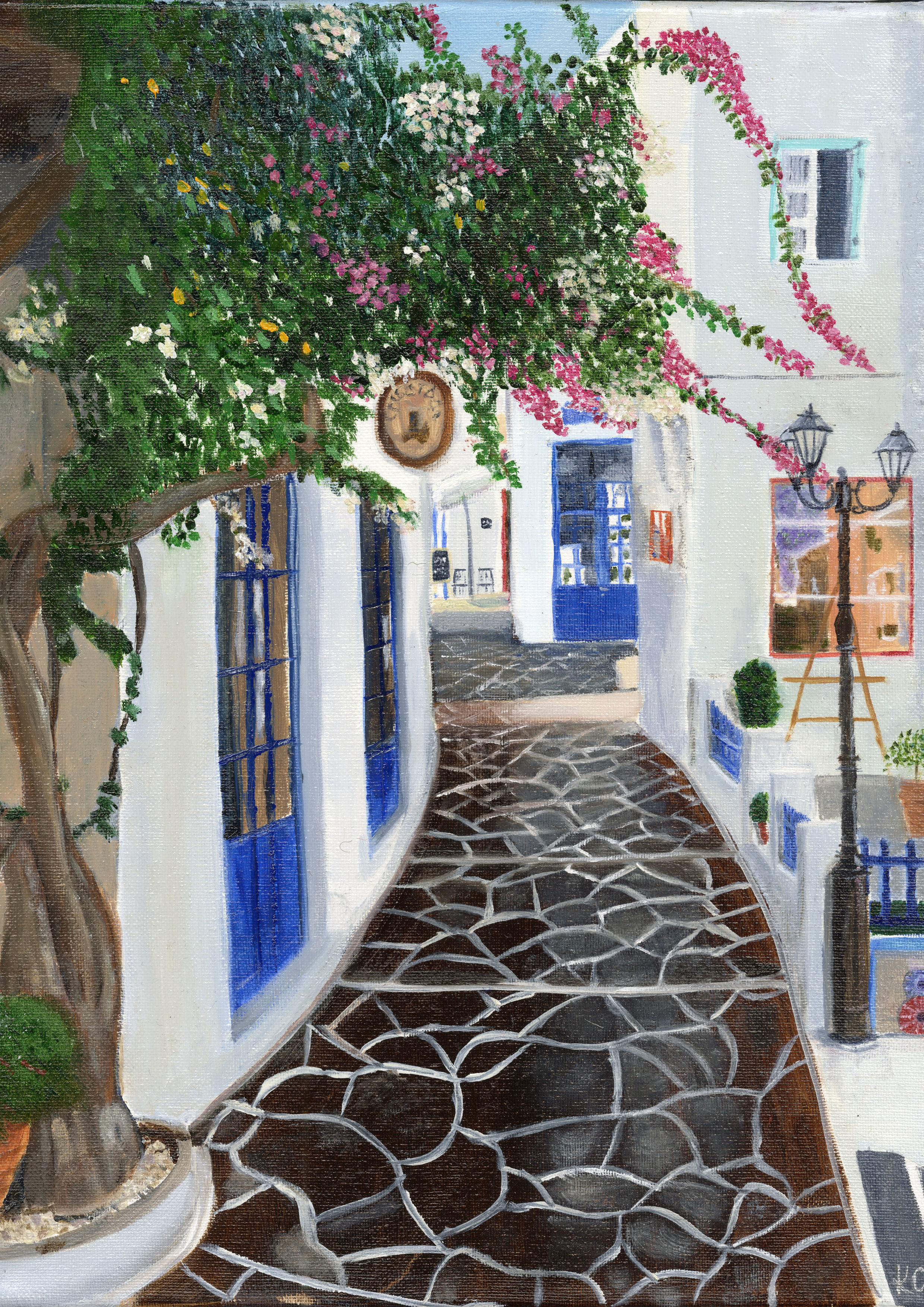 The Island Walk, Original Painting, Water-mixable Oil on Canvas