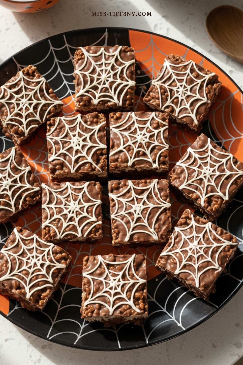 Halloween Spiderweb Rice Krispie Treats