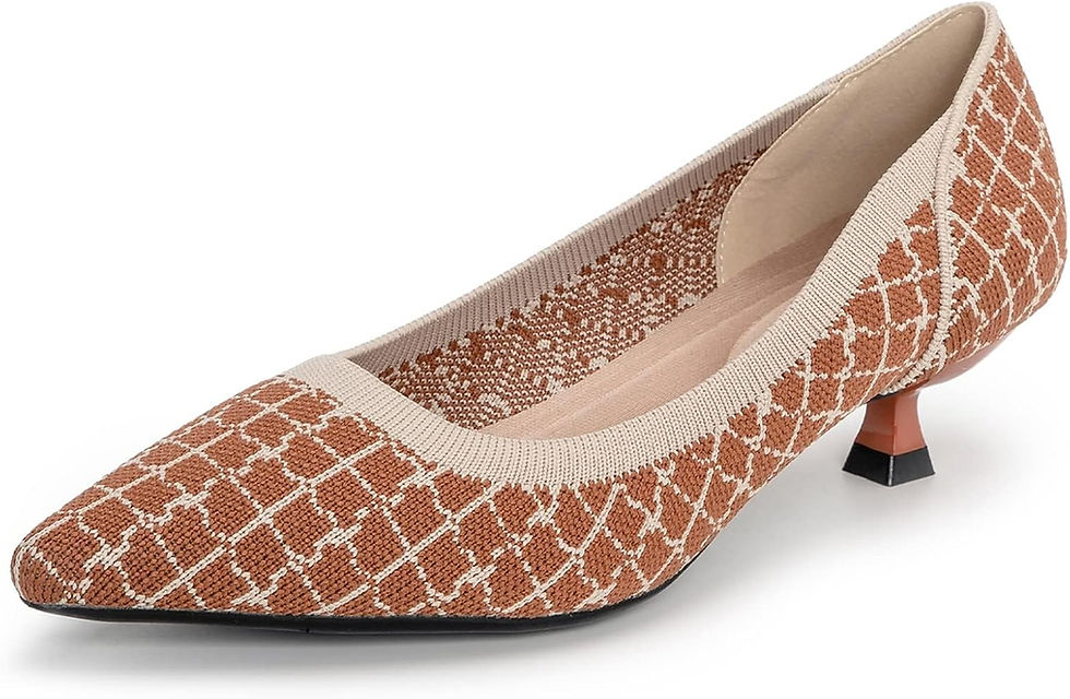 Thumbnail: youngshow Women's Pumps Kitten Heels Pointed Toe Knit Slip On Foldable Comforta