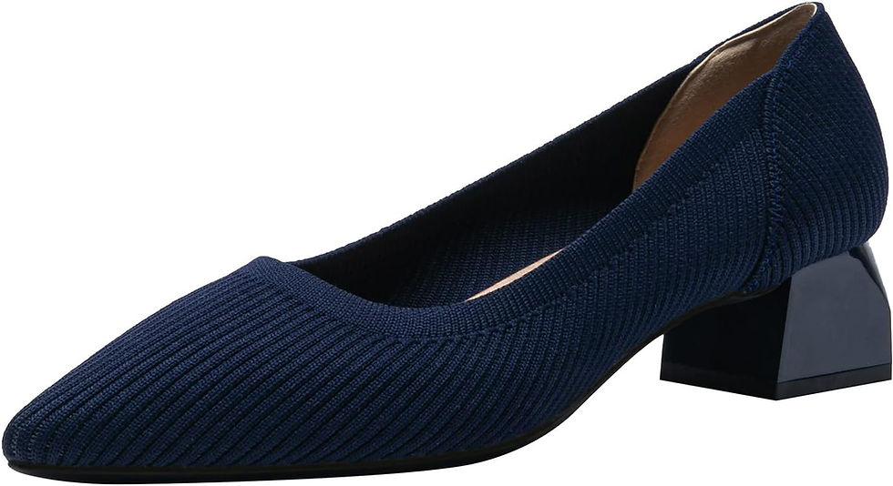 Thumbnail: youngshow Women's Pumps Kitten Heels Pointed Toe Knit Slip On Foldable Comforta