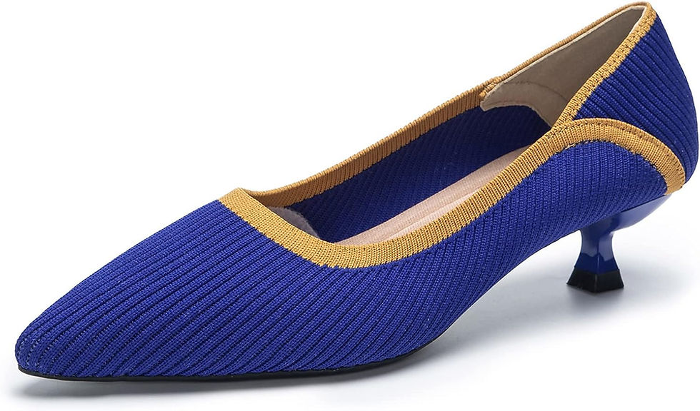 縮圖：youngshow Women's Pumps Kitten Heels Pointed Toe Knit Slip On Foldable Comforta