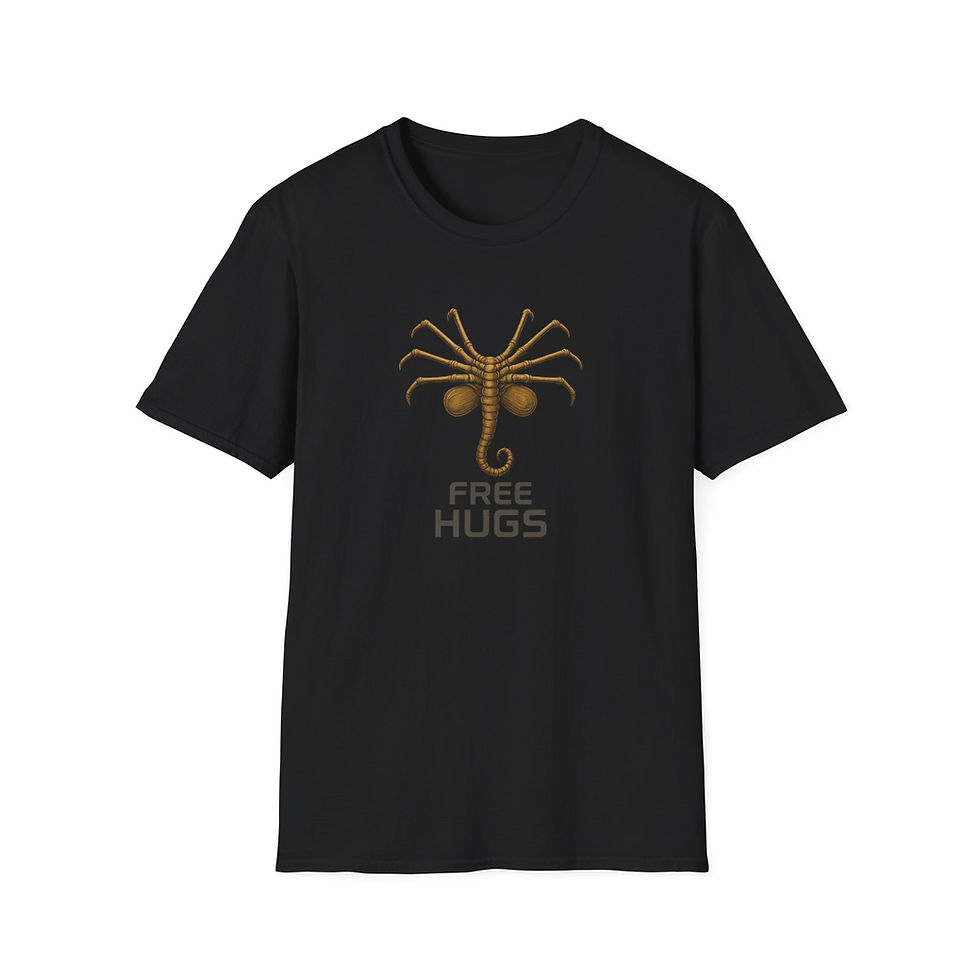 Thumbnail: Alien Facehugger T-Shirt — "FREE HUGS" Sci‑Fi Horror Tee