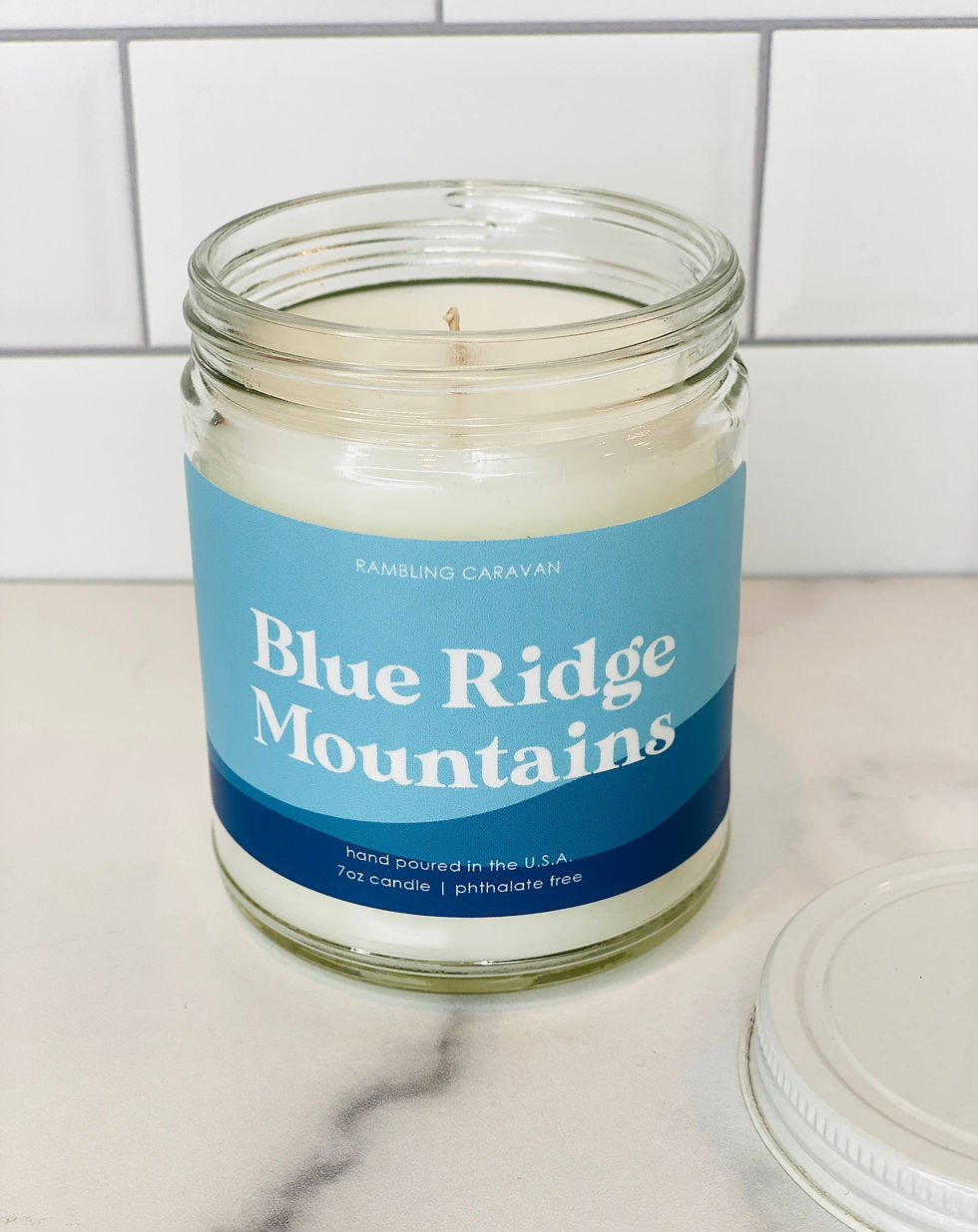Thumbnail: Blue Ridge Mountains Candle: Carolina Blue, Clear, Amber & Driftwood