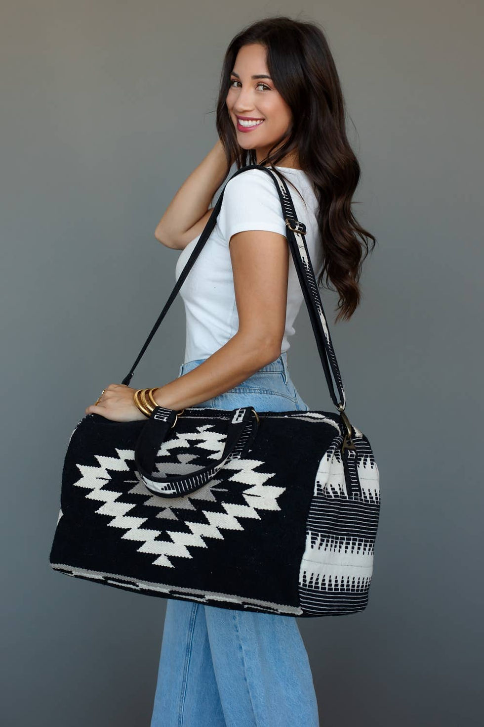 Thumbnail: Black, White & Tan Western Duffel