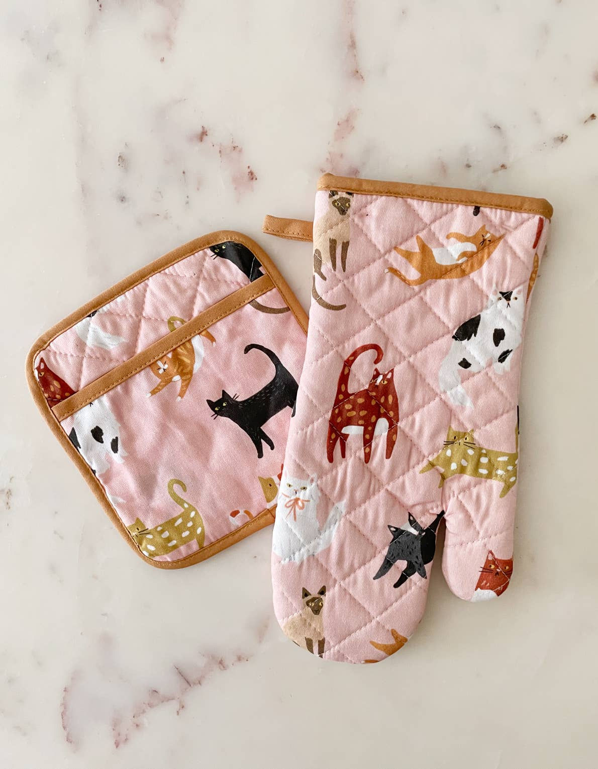 Cats - Cotton Oven Mitt + Potholder Set