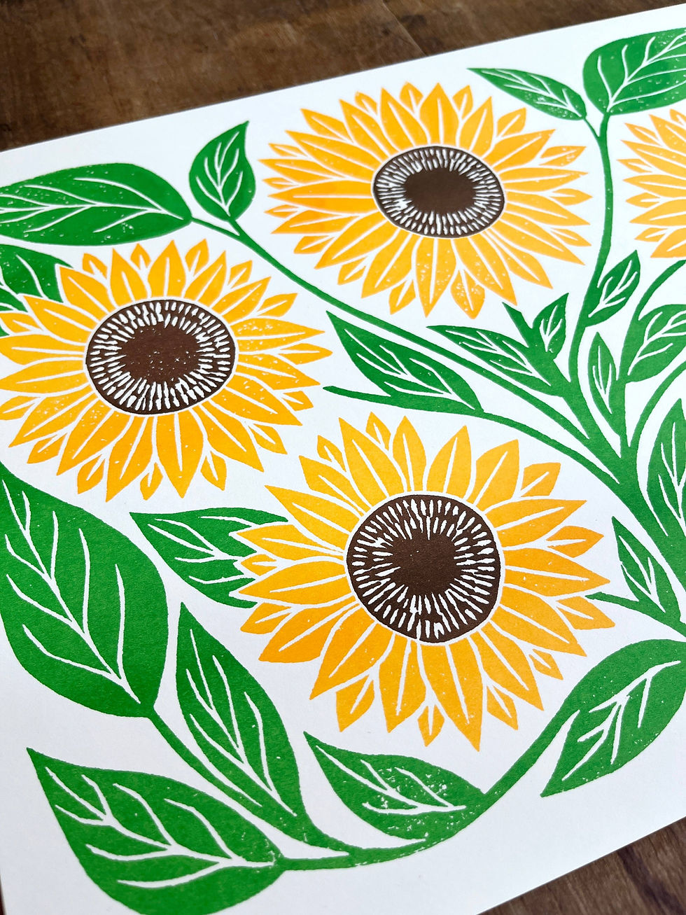 Thumbnail: Garden Series: Sunflower Risograph Print