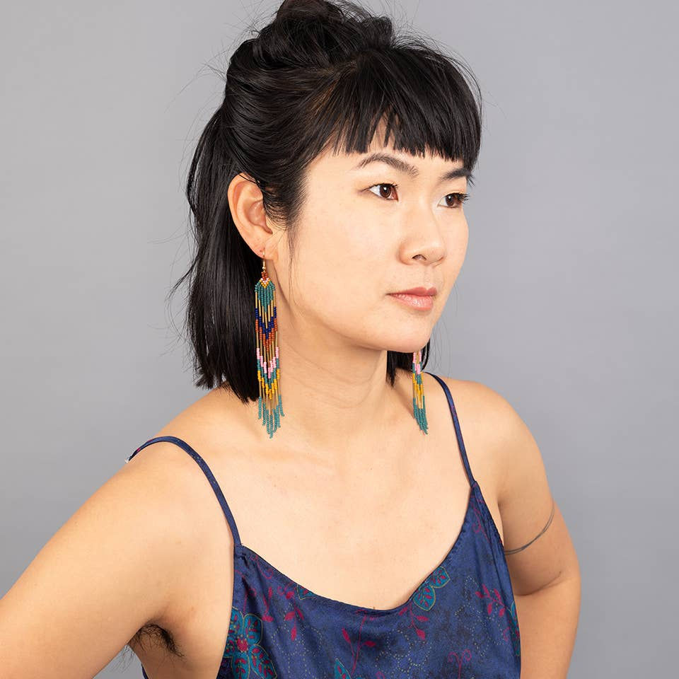 Thumbnail: Free Spirit Fringe Earrings: Deep Pop