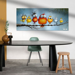 Werk aan de Muur-1972493-Grappige Vogeltjes-Gelissen Artworks-1200x1200-Woonkamer geel accent-facebookNewsFeed