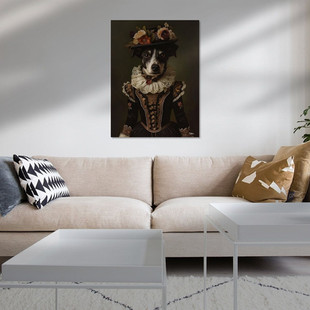 Werk aan de Muur-1403658-hond in victoriaanse kleding-Gelissen Artworks-1200x1200-Living room witte tafeltjes-instagramFeed
