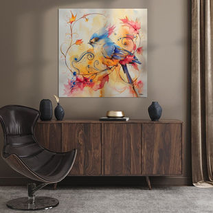 Werk aan de Muur-1433336-aquarel van een vogel-Gelissen Artworks-1200x1200-Woonkamer Groovy Champagne-instagramFeed