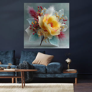 Werk aan de Muur-1835203-gele bloem met water en ijsvorming-Gelissen Artworks-1200x1200-The blue room-facebookNewsFeed