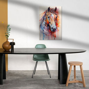 Werk aan de Muur-1173645-abstract kleurig aquarel van een paard-Gelissen Artworks-1200x1200-Woonkamer geel accent-instagramFeed