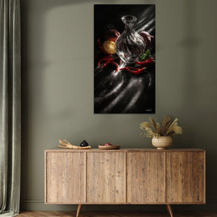 Werk aan de Muur-1761743-rode pepers - knoflook - limoen - citroen op een zwarte achtergrond met dramatisch licht-Gelissen Artworks-1200x1200-Dressoir green-facebookNewsFeed