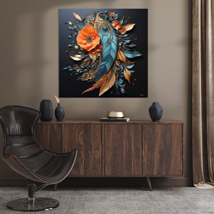 Werk aan de Muur-1275229-kleurige veren-Gelissen Artworks-1200x1200-Woonkamer Groovy Champagne-instagramFeed