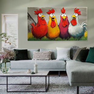 Werk aan de Muur-1802187-Pratende  Zingende Kippen-Gelissen Artworks-1200x1200-Living room mos groene wanden-facebookNewsFeed