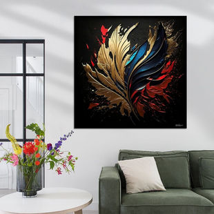 Werk aan de Muur-1159114-abstract in goud rood en blauw-Gelissen Artworks-1200x1200-Green couch-instagramFeed