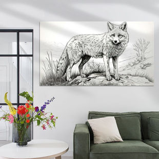 Werk aan de Muur-1304521-pentekening van een vos-Gelissen Artworks-1200x1200-Green couch-instagramFeed