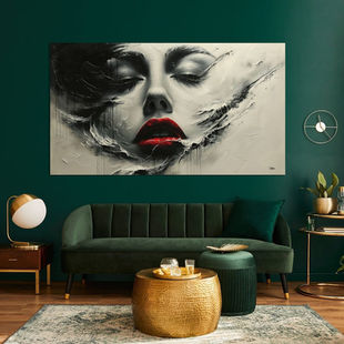 Werk aan de Muur-1496815-abstract vintage vrouwen gezicht-Gelissen Artworks-x-Woonkamer diep groen-instagramFeed