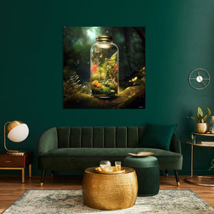 Werk aan de Muur-1202205-de natuur gevangen in een glazen potjestolp-Gelissen Artworks-x-Woonkamer diep groen-instagramFeed