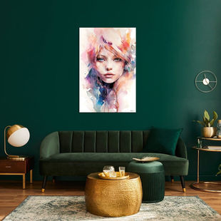 Werk aan de Muur-1176568-abstract aquarel van een meisjevrouw-Gelissen Artworks-x-Woonkamer diep groen-instagramFeed