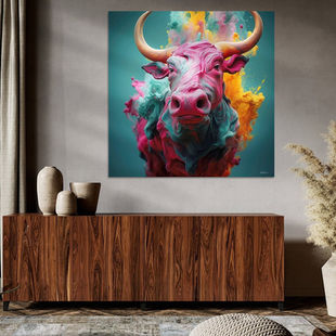 Werk aan de Muur-1245445-koe in multicolor-Gelissen Artworks-1200x1200-Dressoir grey-instagramFeed