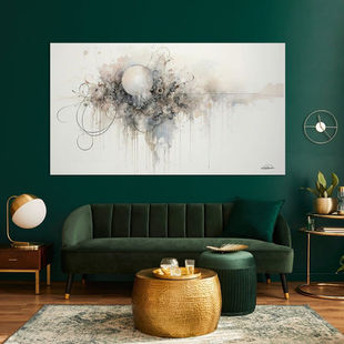 Werk aan de Muur-1340582-abstract oranje-blauw en roze in zachte kleuren-Gelissen Artworks-x-Woonkamer diep groen-instagramFeed