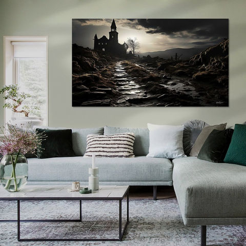 Werk aan de Muur-1322688-oud gebouw in zwart-wit met dramatisch licht-Gelissen Artworks-1200x1200-Living room mos groene wanden-instagramFeed