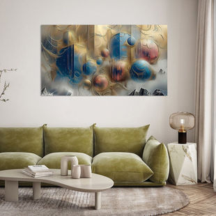 Werk aan de Muur-1410068-magische vormen in blauw-goud-zilver-roze-Gelissen Artworks-1200x1200-Livingroom - Botanical Brilliance-instagramFeed