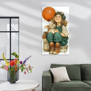 Werk aan de Muur-1843496-meisje met ballon-Gelissen Artworks-1200x1200-Green couch-facebookNewsFeed