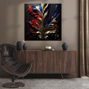 Werk aan de Muur-1159116-abstract in goud rood en blauw-Gelissen Artworks-1200x1200-Woonkamer Groovy Champagne-instagramFeed