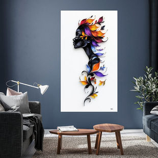 vrouwenportretten in papier, goud en multicolor