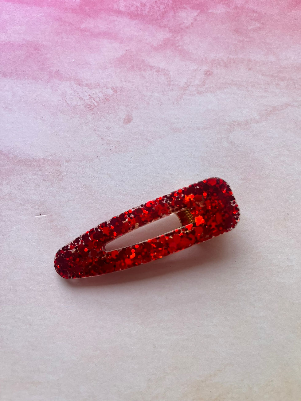 Miniature : Barrette 7 cm - Rouge/Pailleté