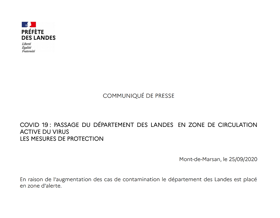 Communiqué de presse COVID