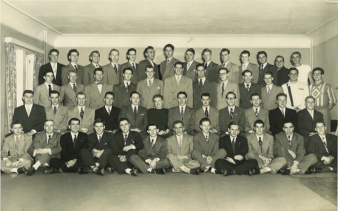 1952 house photo with roster and Val Jen