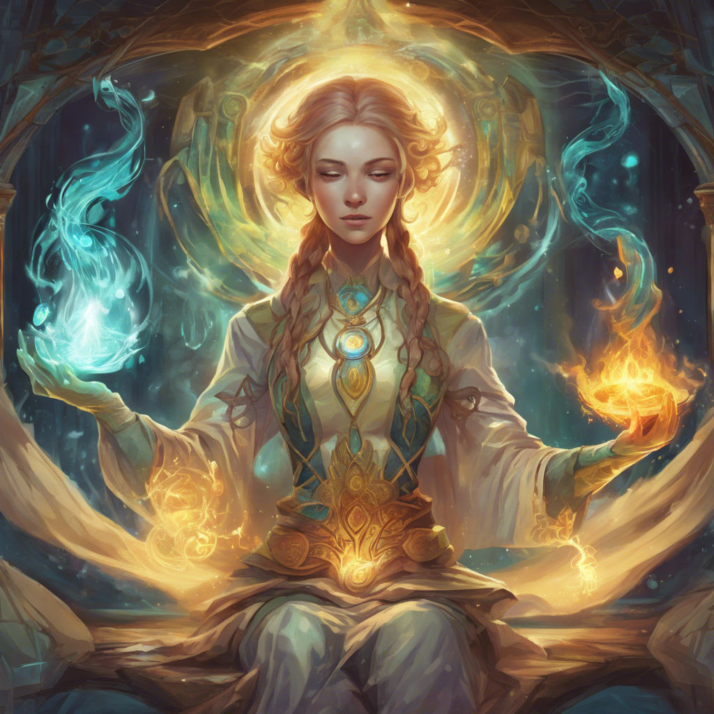 Woman healing with elements