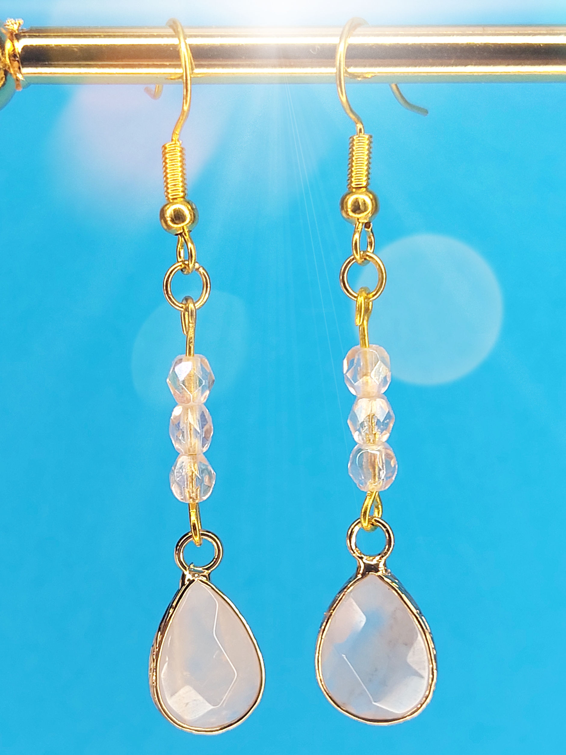 Earrings Rose Quartz beads