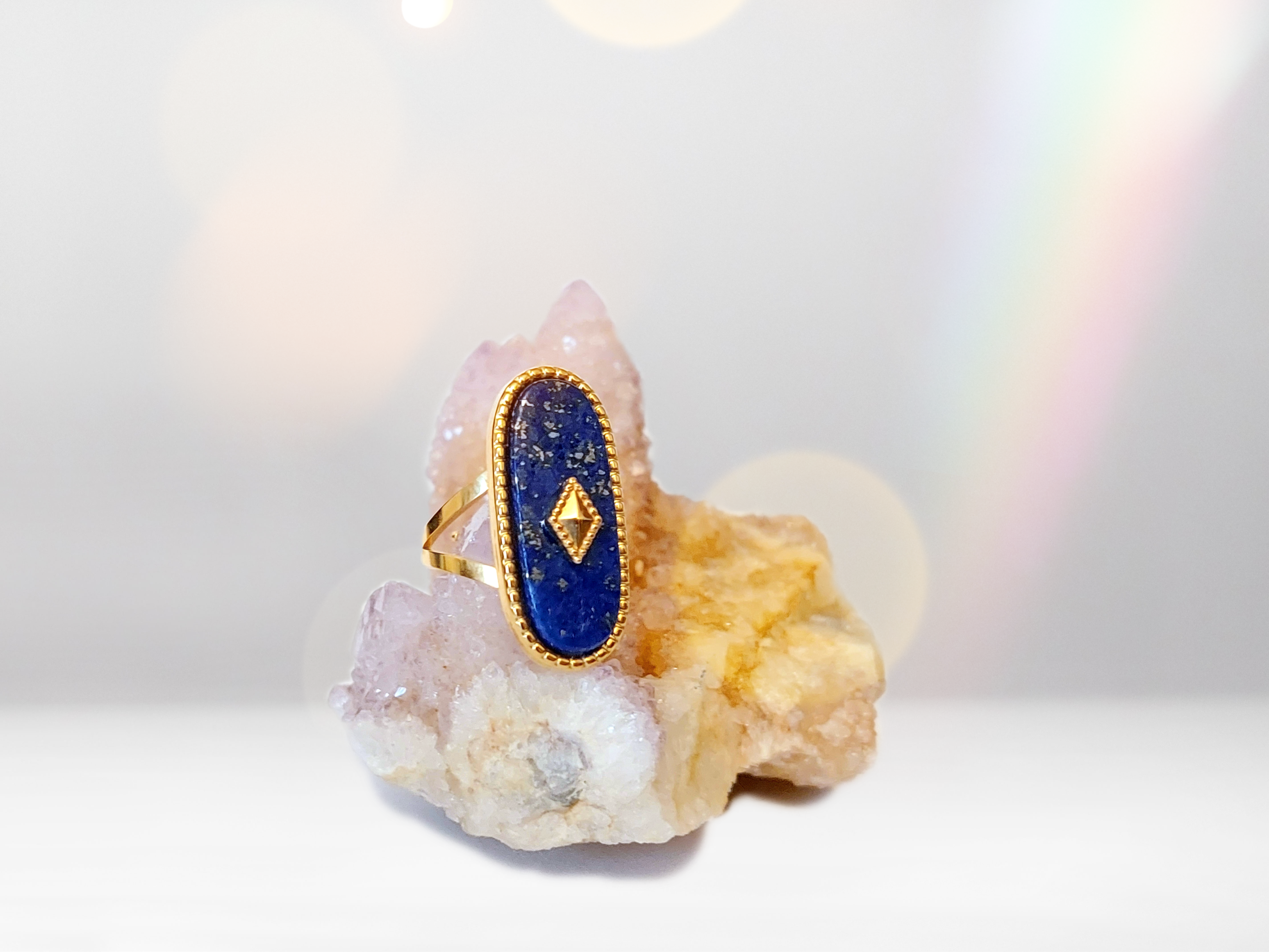 Ring Lapis Lazuli Gold plated SS (adjustable)