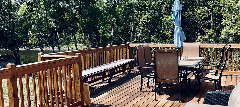 Back Deck showing Lakeside 55+ living in a Tiny Home in Monarch Springs Ranch