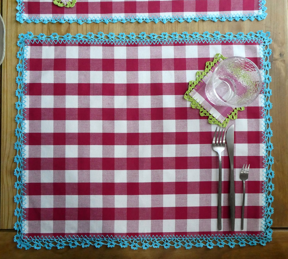 Turquesa Red Crochet Placemat | 7p Home