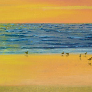 Gulls on a Gilded Shore 
