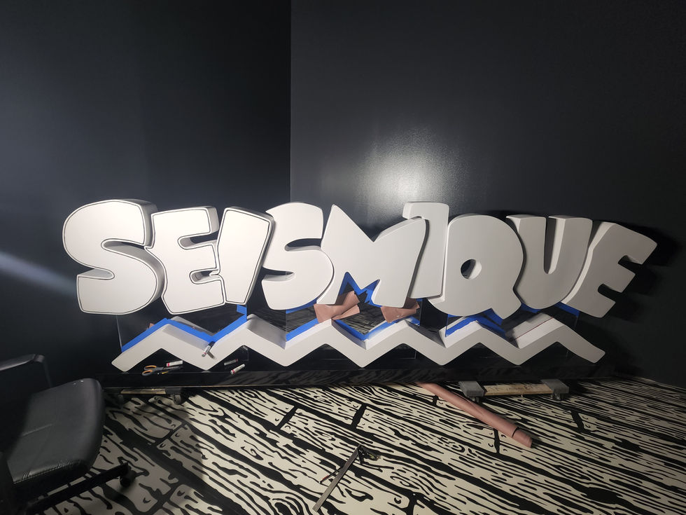 Logo Sign Repainted White