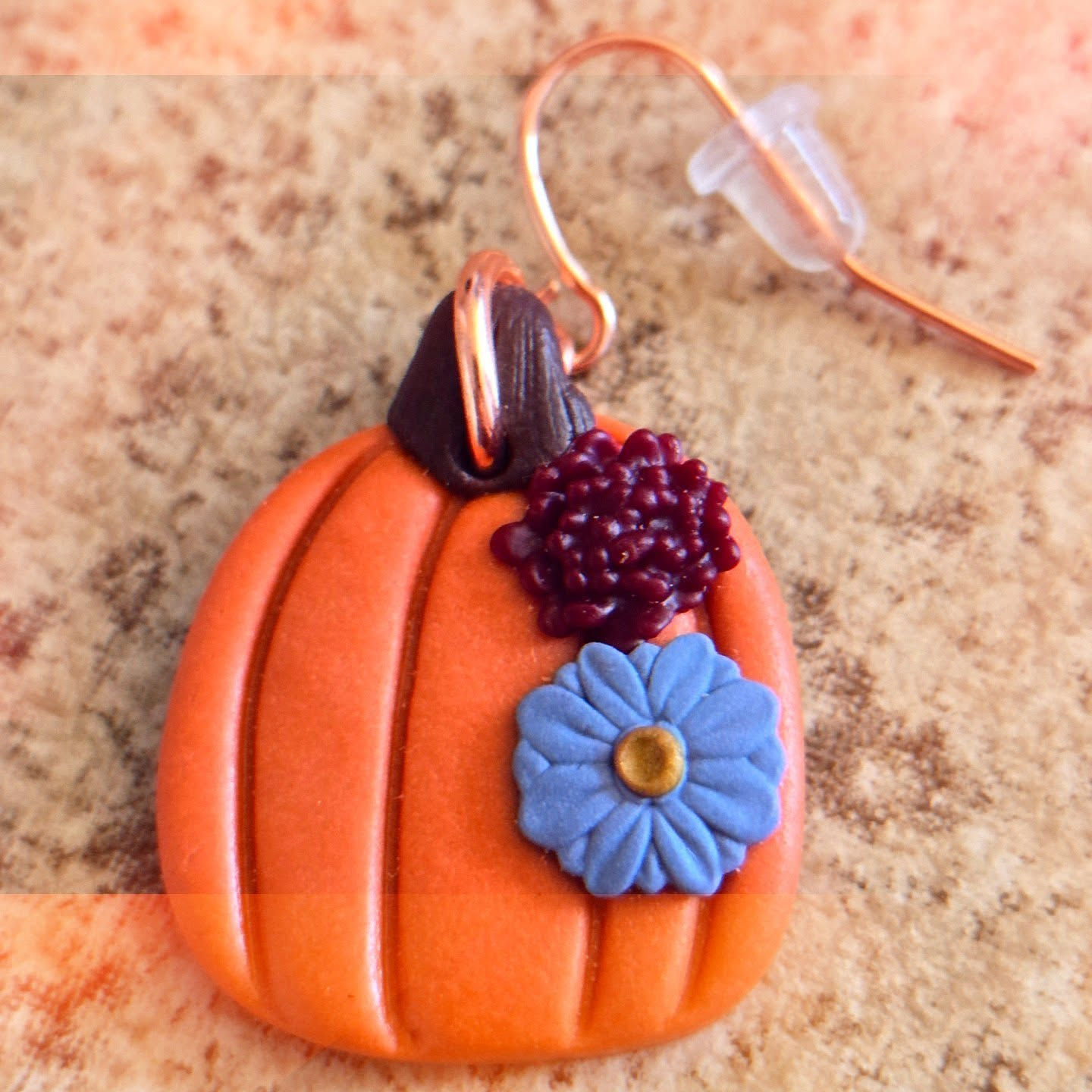 Hanging Classic Floral Pumpkin Earrings