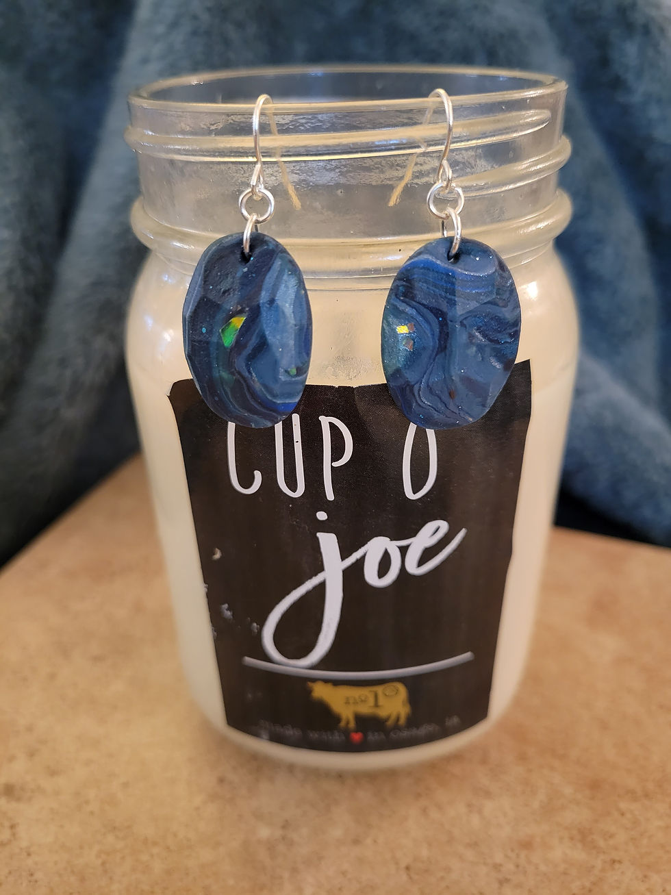 Thumbnail: Oval Gemstone Hook Earrings